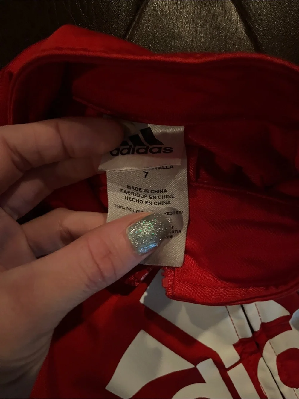 adidas Red Kids Full-Zip Logo Track Jacket with White Accents